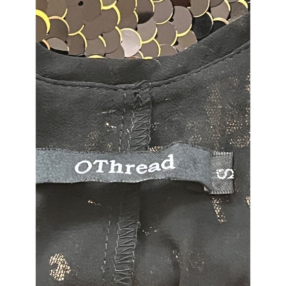 OThread Sequin Camisole Top Womens Small Black Gold Glam Holiday City Whimsigoth - Picture 5 of 8